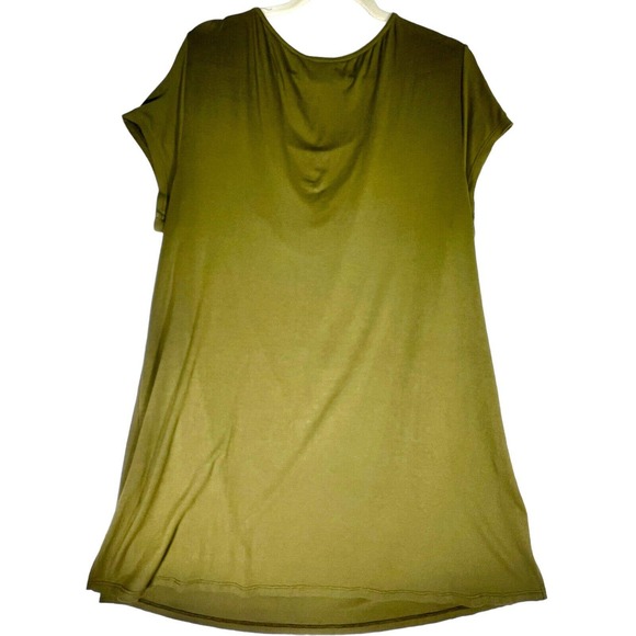 Eileen Fisher. Size Large T Shirt Dress Olive Green Short Sleeve Stretch - Picture 6 of 8